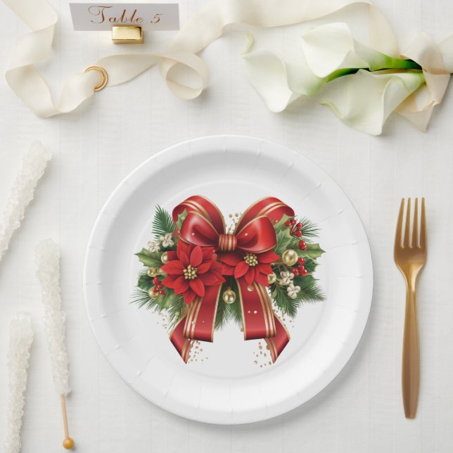 Plato De Papel Navidades rojos y dorados se doblan en fiesta (Boda)