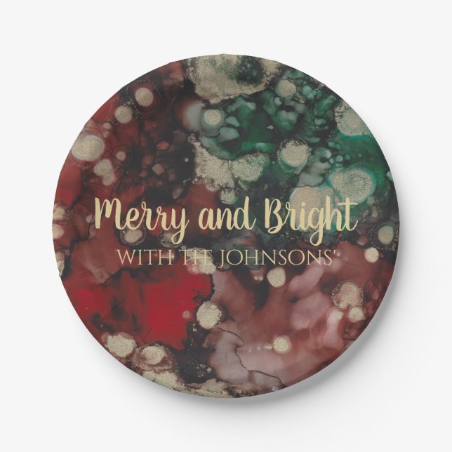 Plato De Papel Navidades Rojos y Golds (Anverso)