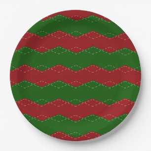 Plato De Papel Navidades rojos y verdes clásicos  
