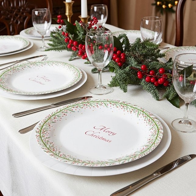 Plato De Papel Navidades rojos y verdes simples de guirnaldas (Subido por el creador)