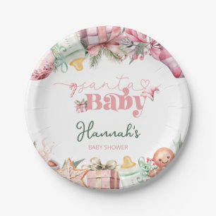 Plato De Papel Navidades Rosa Santa Baby Shower