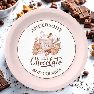 Plato De Papel Navidades rosados de chocolate caliente Nombre Pla