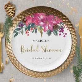 Plato De Papel Navidades rosados de Poinsettia