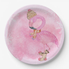 Plato De Papel Navidades rosados lindo Ave Flamingo