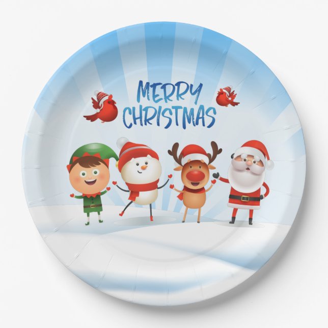 Plato De Papel Navidades Rudolf El reno y sus amigos (Anverso)