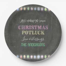 Plato De Papel Navidades rusos Potluck Chalkboard String Lights