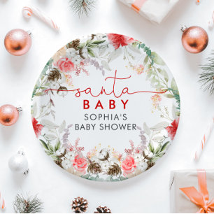 Plato De Papel Navidades sagrados flores Baby Shower