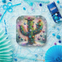 Navidades Saguaro Cactus Whimsical Snowflakes