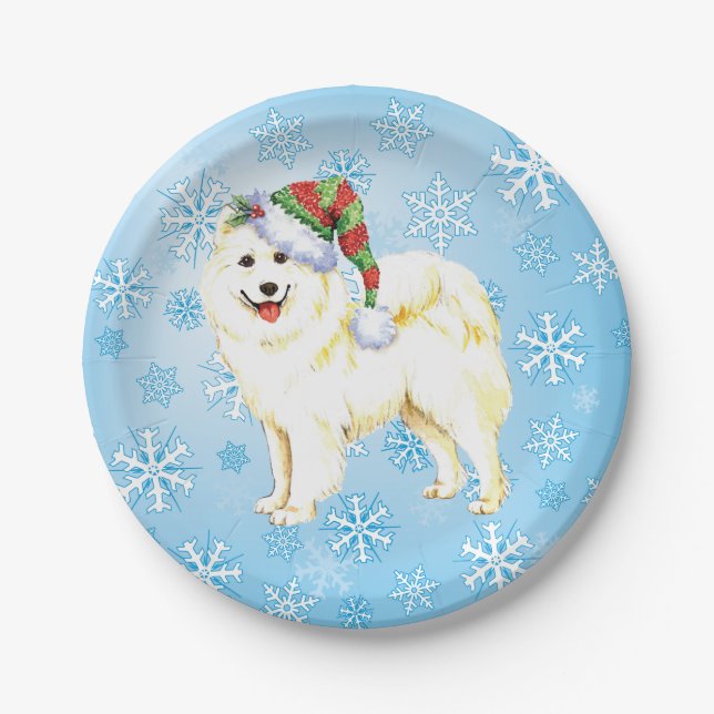 Plato De Papel Navidades Samoyed (Anverso)
