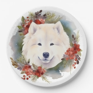 Plato De Papel Navidades Samoys Wreath Festive Pup