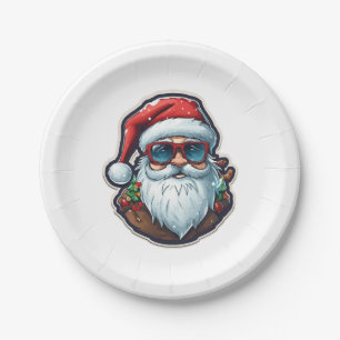 Plato De Papel Navidades Santa