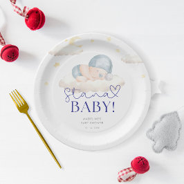 Plato De Papel Navidades Santa Baby Boy Shower