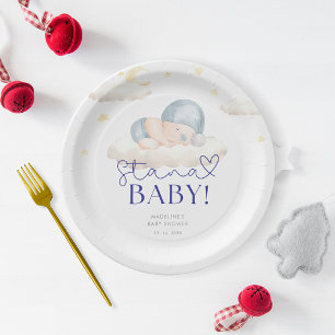 Plato De Papel Navidades Santa Baby Boy Shower