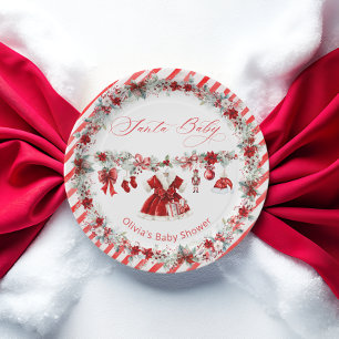 Plato De Papel Navidades Santa Baby Girl Baby Shower