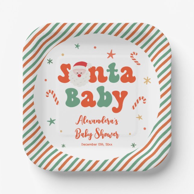 Plato De Papel Navidades Santa Baby Shower (Anverso)