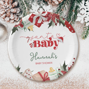 Plato De Papel Navidades Santa Baby Shower