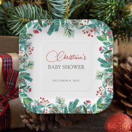 Plato De Papel Navidades Santa Bebé Sexo-Neutral