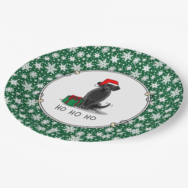 Plato De Papel Navidades Santa Black Labrador Retriever Cute (Angular)
