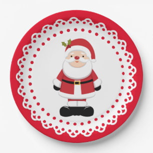 Plato De Papel Navidades Santa Claus