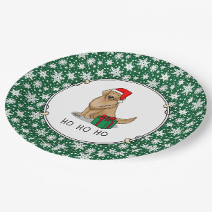 Plato De Papel Navidades Santa Claus Golden Retriever Dog Cute