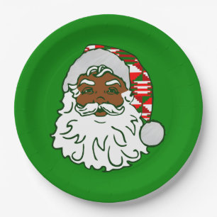 Plato De Papel navidades santa claus kwanzaa kente