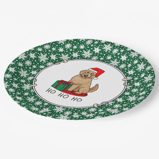 Plato De Papel Navidades Santa Goldendoodle (rojo dorado) Cute de (Angular)