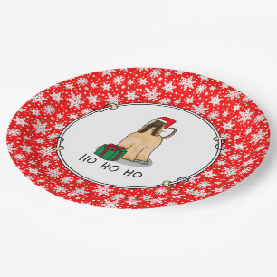 Plato De Papel Navidades Santa Hat Perro perro hebilla afgana
