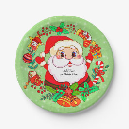 Plato De Papel Navidades Santa Stocking Cane Present Holly 7"