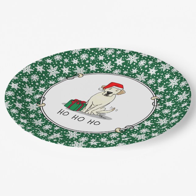 Plato De Papel Navidades Santa Yellow Labrador Retriever Cute (Angular)