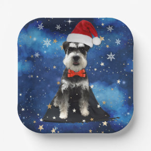 Plato De Papel Navidades Schnauzer