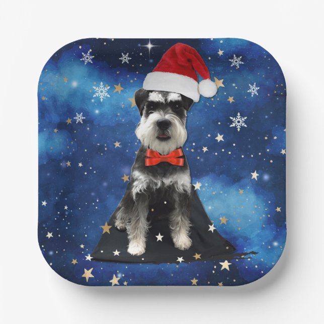 Plato De Papel Navidades Schnauzer (Anverso)