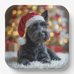 Plato De Papel Navidades Scottish Terrier On Fur