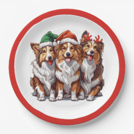 Plato De Papel Navidades Shetland Sheepdogs