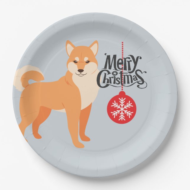 Plato De Papel Navidades Shiba Inu (Anverso)