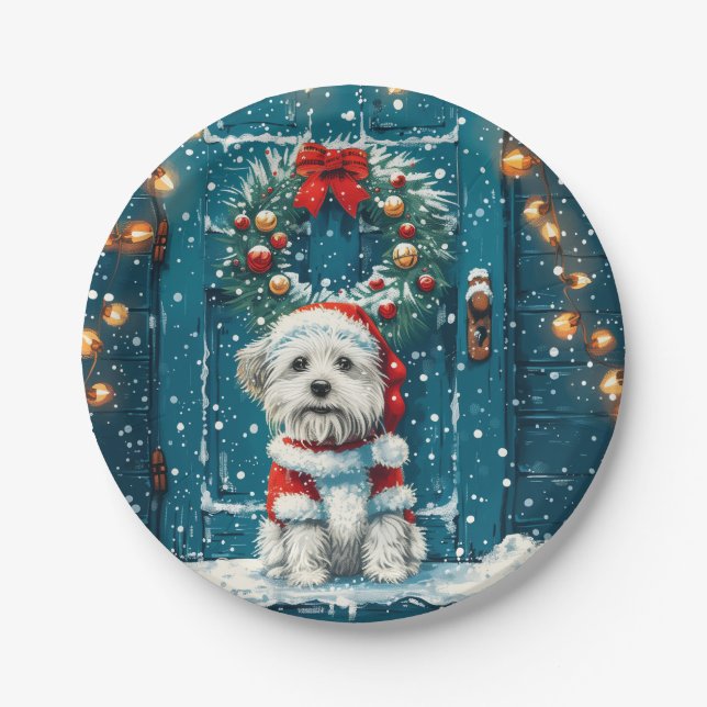 Plato De Papel Navidades Shih Tzu Dogs (Anverso)