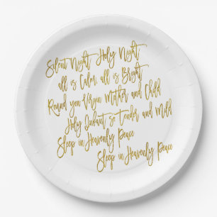 Plato De Papel Navidades silenciosos Carol Lyrics Gold White