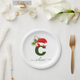 Plato De Papel Navidades simples de monogramas personalizados por