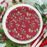 Plato De Papel Navidades simples y elegantes acuarela Botánica<br><div class="desc">Los elegantes y sencillos Navidades acuarela Los platos de papel botánico clásico presentan un hermoso ilustracion acuático de vegetación de temporada y bayas huecas,  además de un elegante tipo.</div>