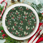 Plato De Papel Navidades simples y elegantes acuarela Botánica<br><div class="desc">Los elegantes y sencillos Navidades acuarela Los platos de papel botánico clásico presentan un hermoso ilustracion acuático de vegetación de temporada y bayas huecas,  además de un elegante tipo.</div>