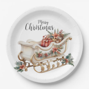 Plato De Papel Navidades Sleigh Con Presentes