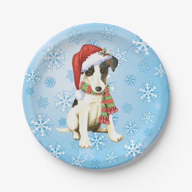 Plato De Papel Navidades Smooth Fox Terrier (Anverso)