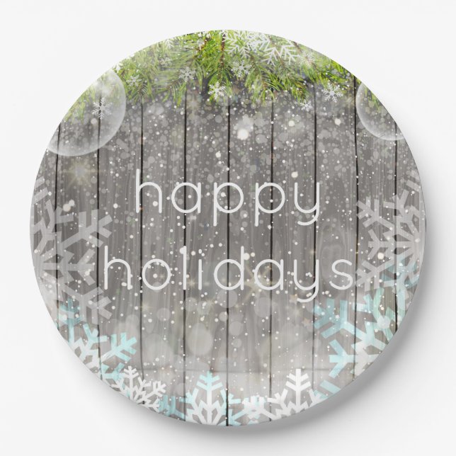 Plato De Papel Navidades Snow Flake Crystal (Anverso)