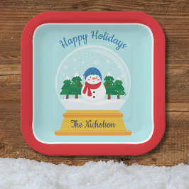 PLATO DE PAPEL NAVIDADES SNOW GLOBE
