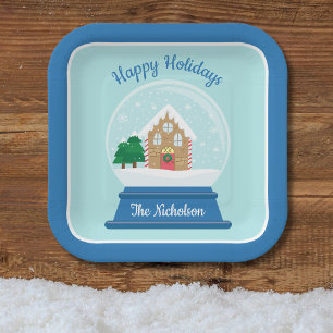 PLATO DE PAPEL NAVIDADES SNOW GLOBE