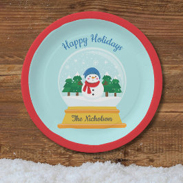 PLATO DE PAPEL NAVIDADES SNOW GLOBE