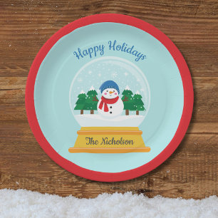 PLATO DE PAPEL NAVIDADES SNOW GLOBE