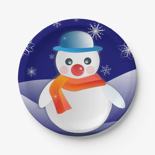 Plato De Papel Navidades Snowman (Anverso)