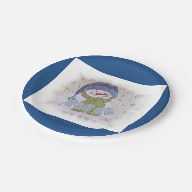 Plato De Papel Navidades snowman (Angular)