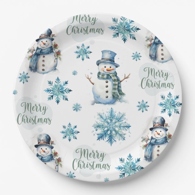 Plato De Papel Navidades Snowman (Anverso)