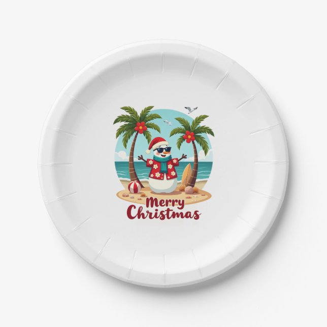 Plato De Papel navidades Snowman (3) (Anverso)